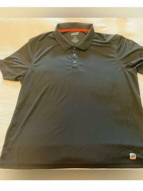 Duluth Trading Co Black Polo with Orange Accent
